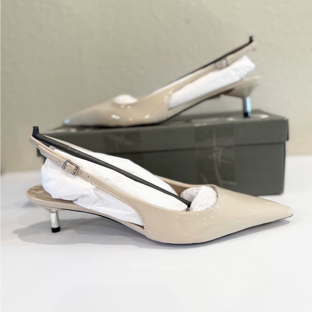 Arezzo Beige Leather Sutton Stiletto Pump Heels Size 8